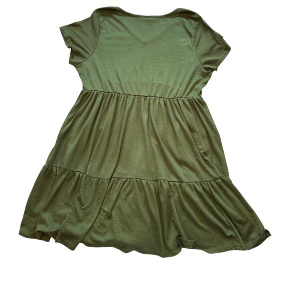 Torrid Mini Rib Knit Babydoll Skater Dress Olive Army Green Size 3 - Picture 4 of 12
